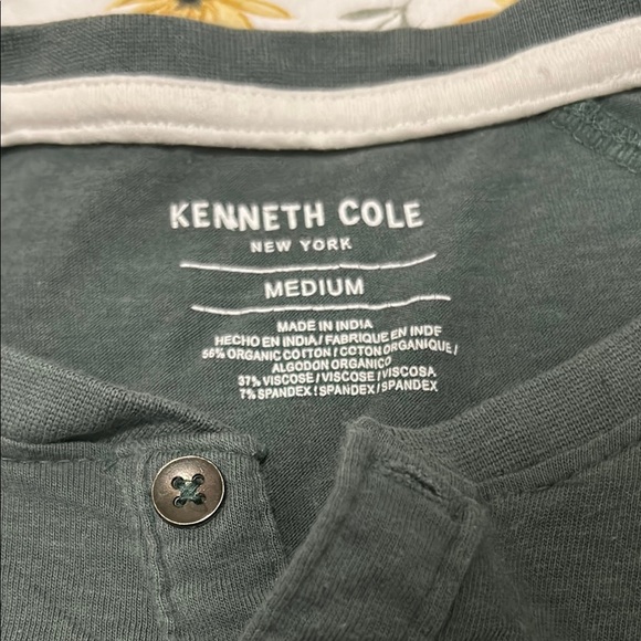 Kenneth Cole Henley Green Short Sleeve Tee - Picture 2 of 6